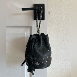 Coach Black Mini Bag with Silver Accents